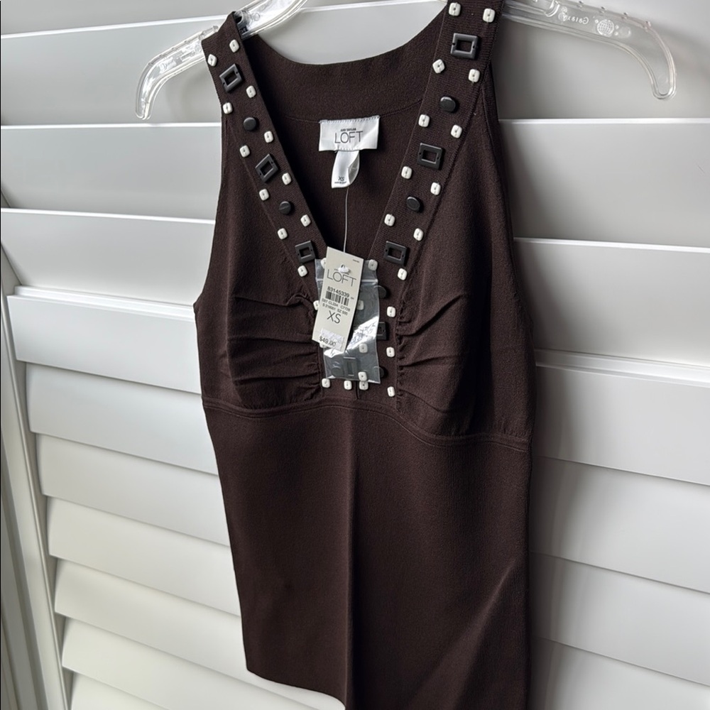 LOFT Chocolate Embellished Top